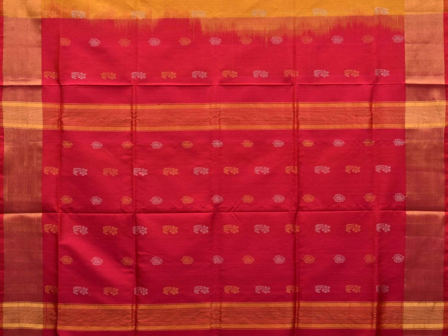 Yellow and Pink Uppada Silk Handloom Saree with Buta and Contrast Pallu Design u1809
