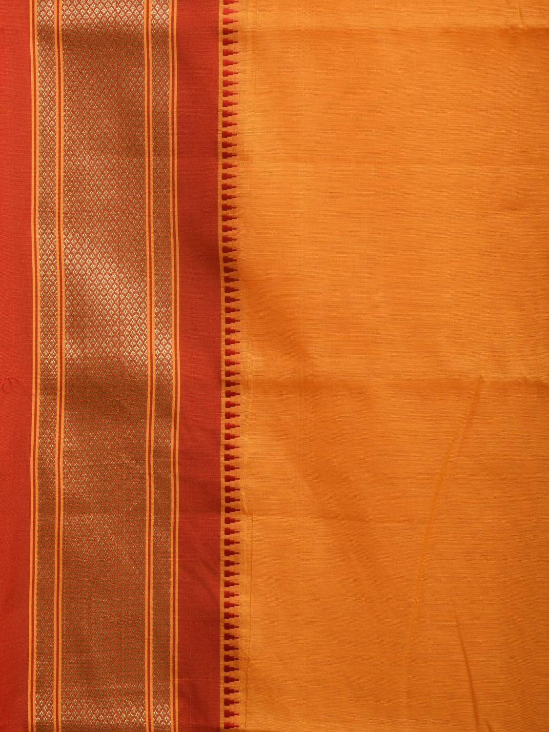 Yellow and Red Bamboo Cotton Plain Saree with Contrast Pallu & Zari Border Design No Blouse bc0312