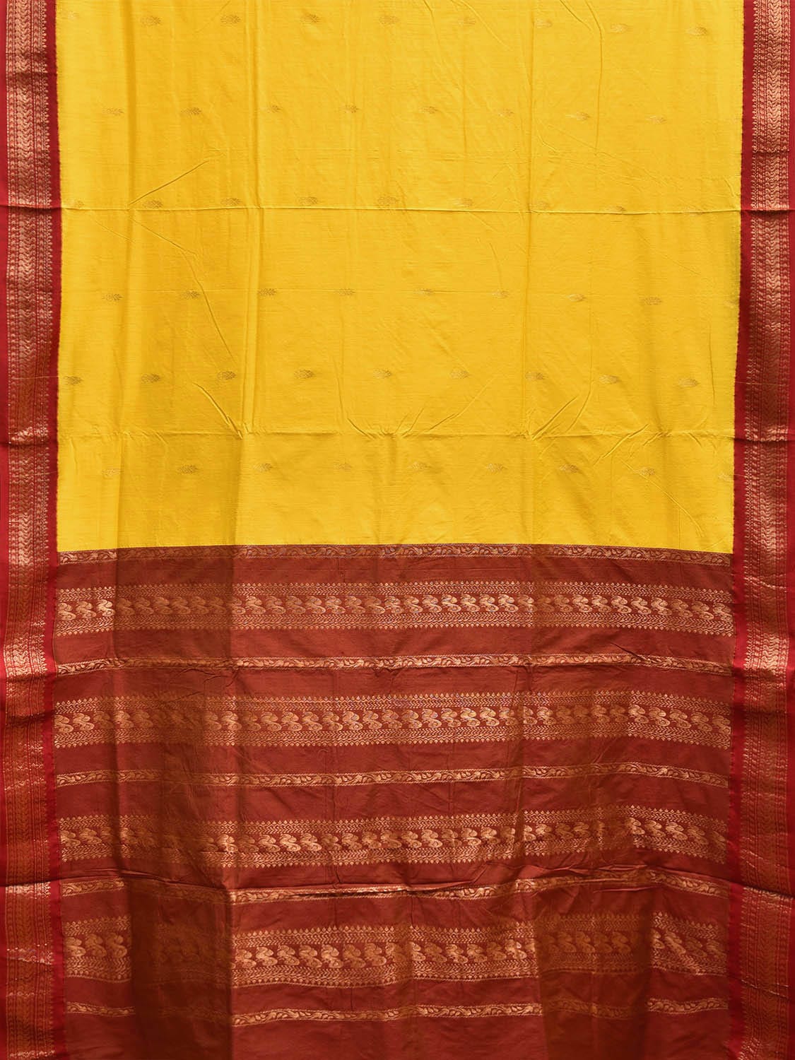 Yellow and Red Gadwal Cotton Viscose Saree with Border and Pallu Design g0458