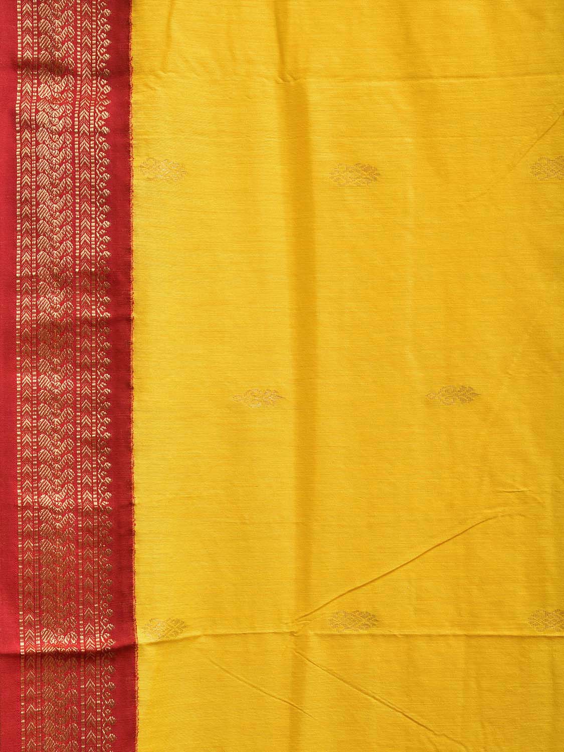 Yellow and Red Gadwal Cotton Viscose Saree with Border and Pallu Design g0458