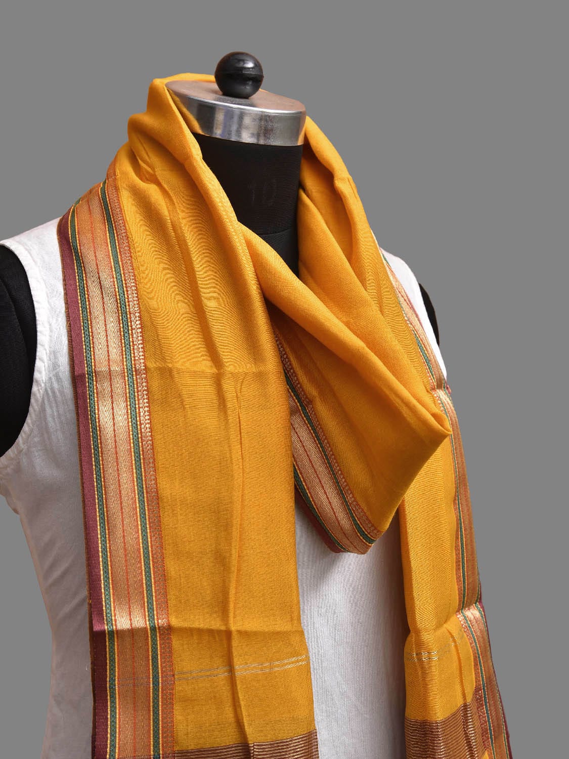 Yellow Bamboo Cotton Dupatta with Zari Border ds3870