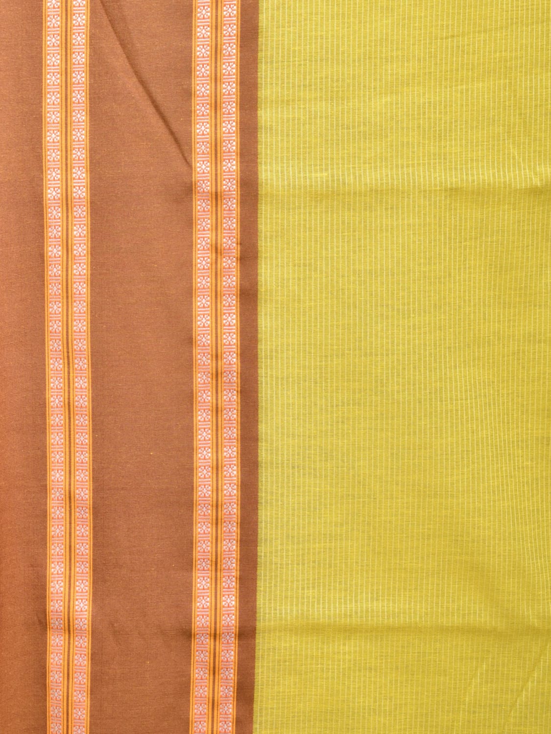 Yellow Bamboo Cotton Plain Saree with Strips Design No Blouse bc0201
