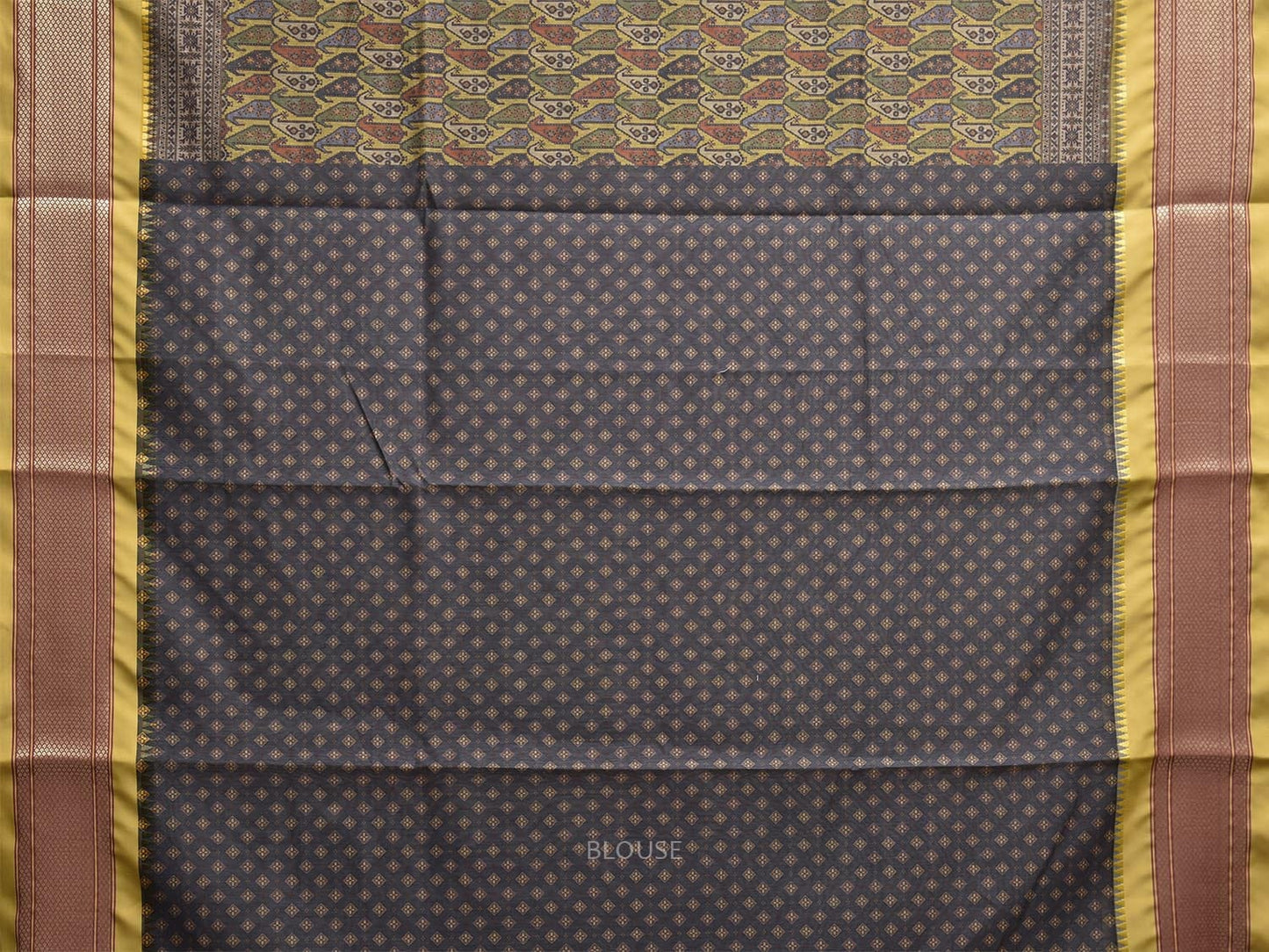 Yellow Bamboo Cotton Saree with Digital Print Design bc0811