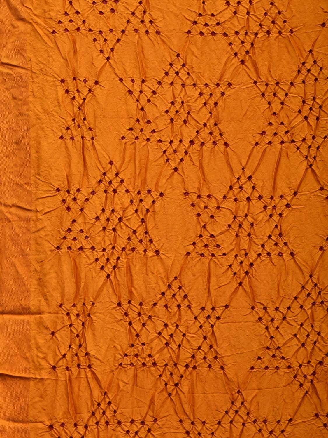 Yellow Bandhani Banaras Silk Handloom Saree with Big Mango Pallu Design bn0315