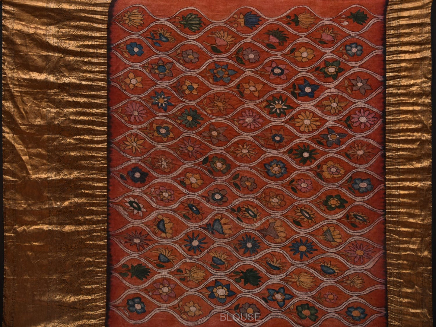 Yellow Bandhani Kanchipuram Silk Handloom Saree with Kalamkari Pallu and Blouse Design bn0395