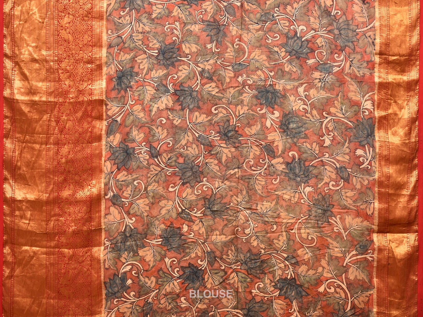 Yellow Bandhani Kanchipuram Silk Handloom Saree with Kalamkari Pallu and Blouse Design bn0482