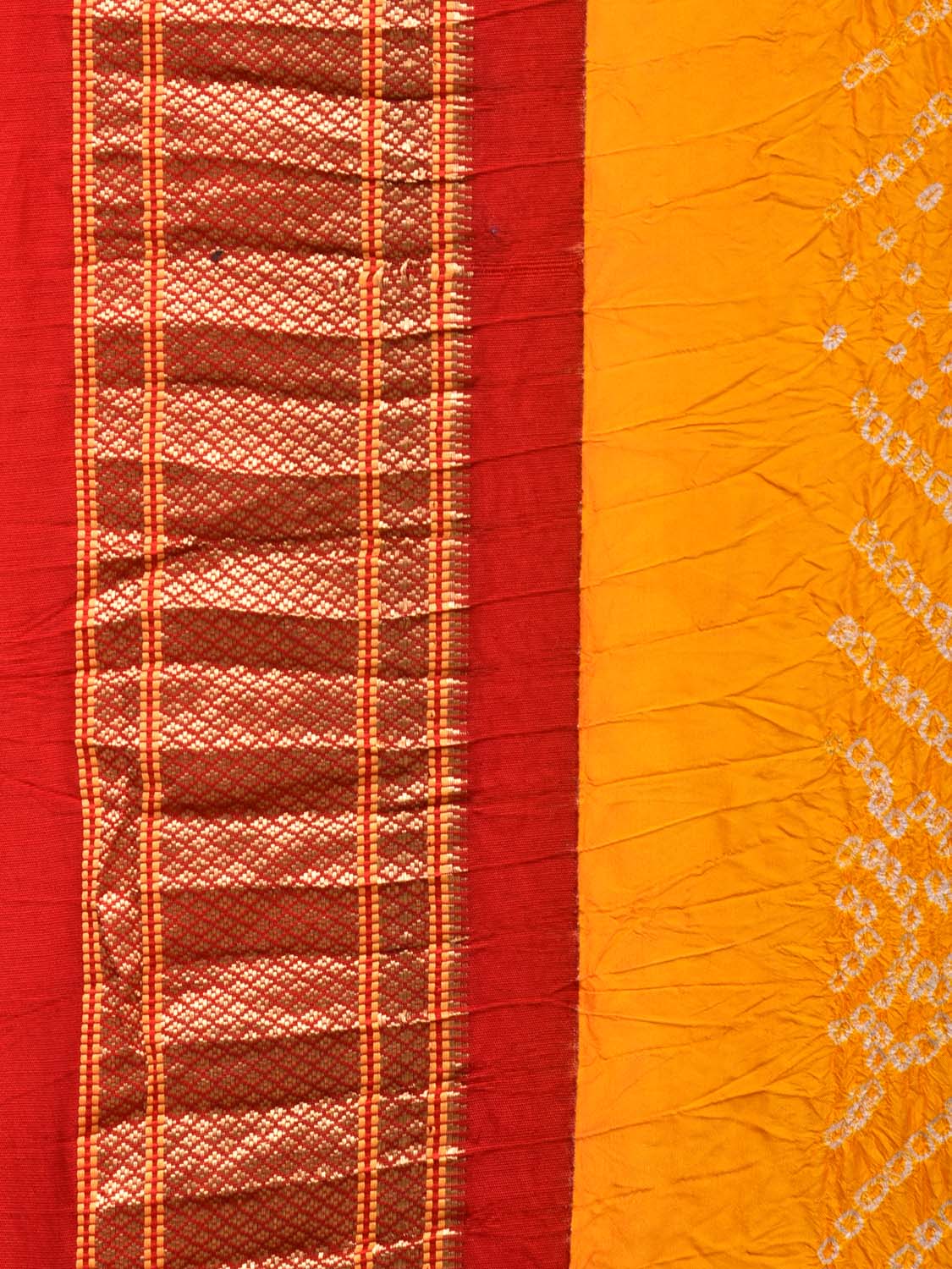 Yellow Bandhani Paithani Silk Handloom Saree with Pallu Design bn0476