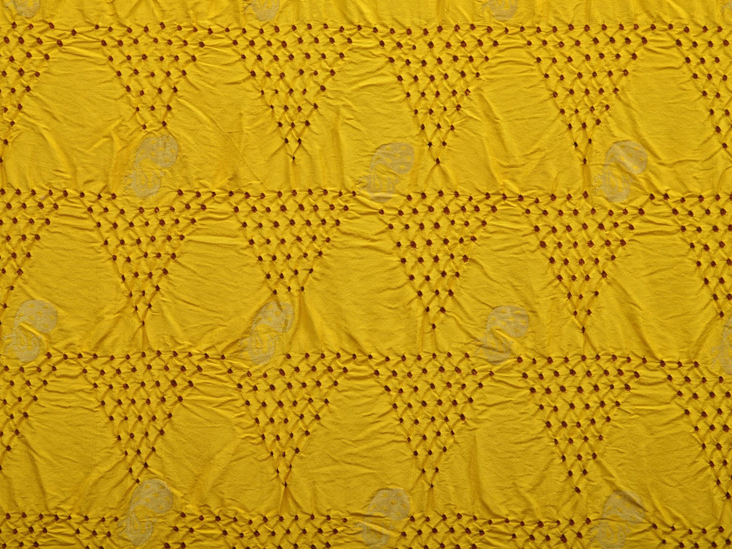 Yellow Bandhani Paithani Silk Handloom Saree with Peacock and Parrot Border Design bn0346