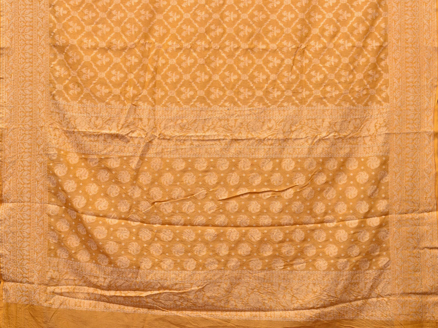 Yellow Cut Work Cotton Handloom Saree with All Over Jamdani Style Design o0387