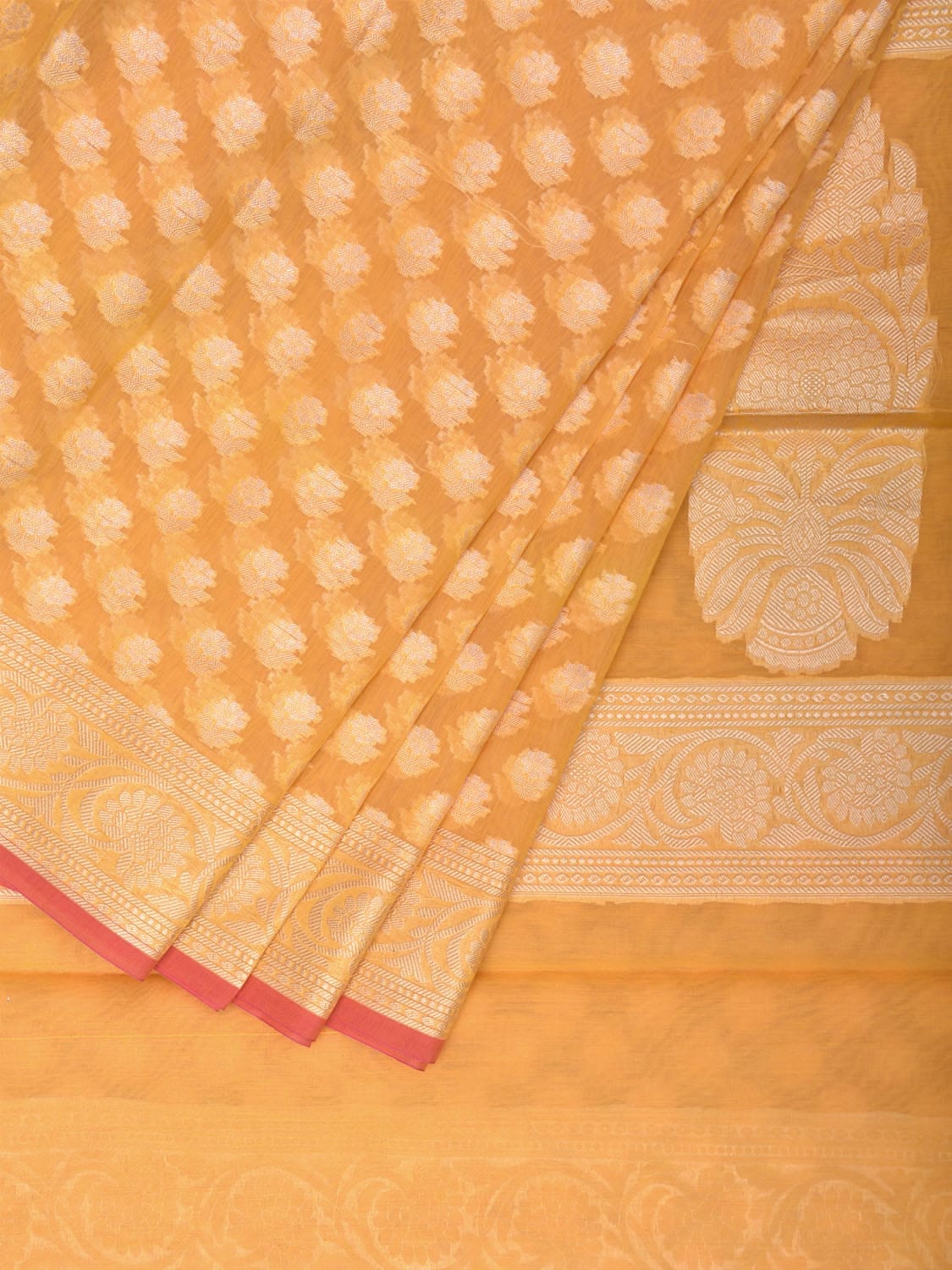 Yellow Dhakai Jamdani Cotton Viscose Saree with Buta and Floral Border Design dj0041
