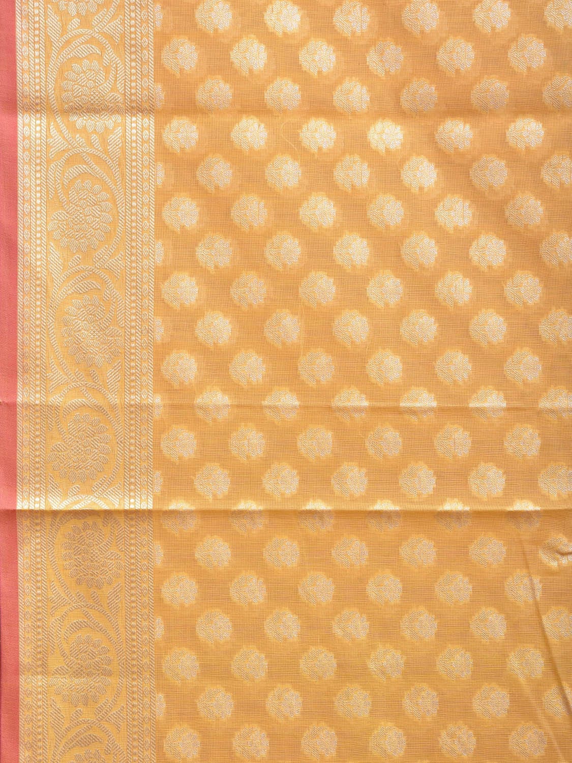 Yellow Dhakai Jamdani Cotton Viscose Saree with Buta and Floral Border Design dj0041