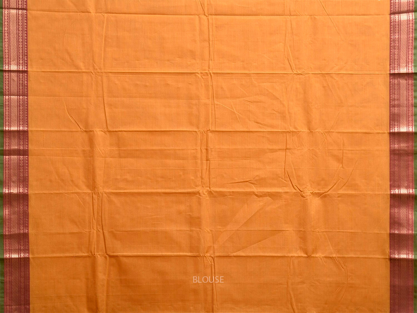 Yellow Kanchipuram Cotton Plain Saree with Strips and Border Design k0856