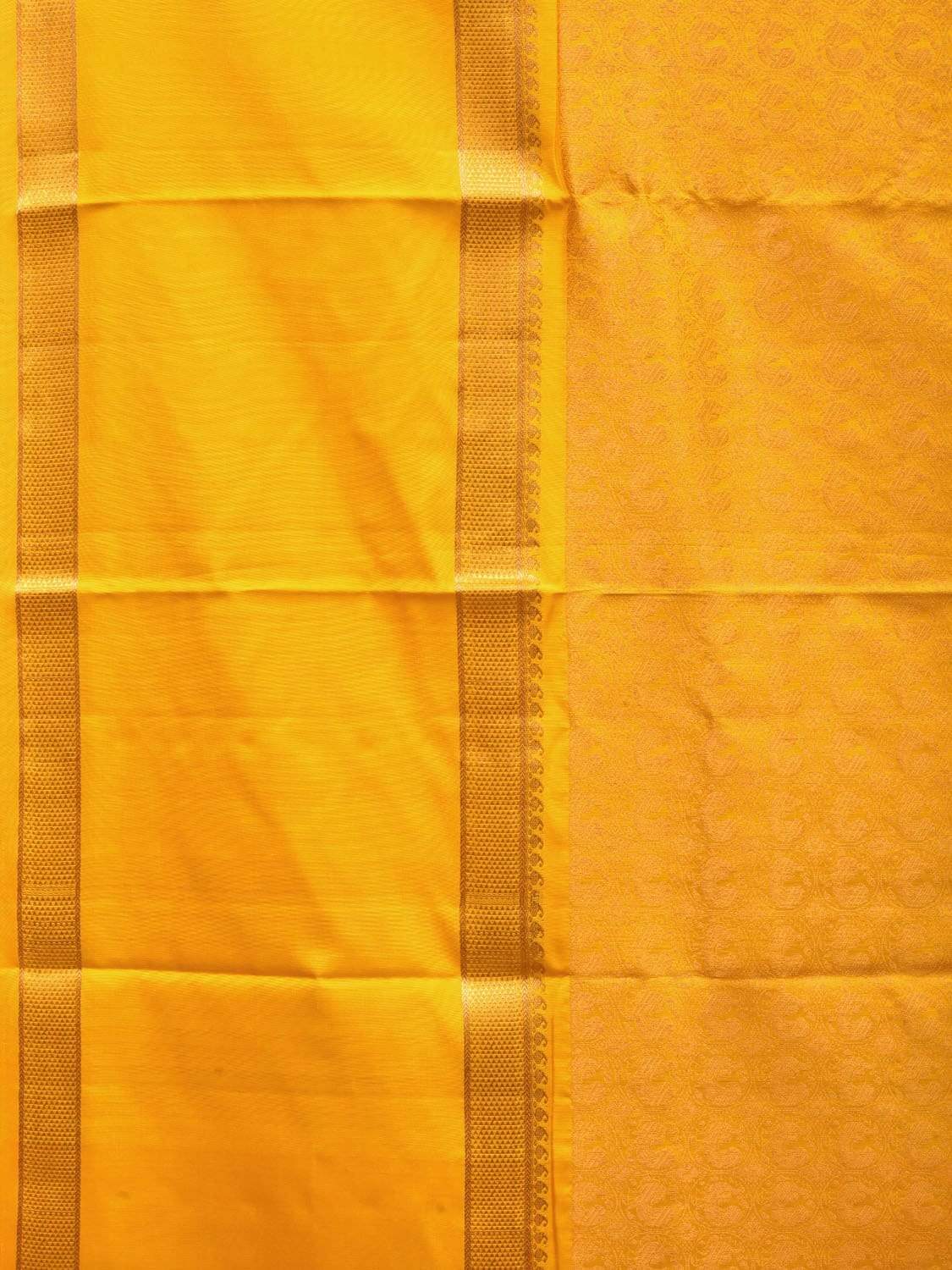 Yellow Kanchipuram Silk Handloom Saree with Middle Brocade Design k0507