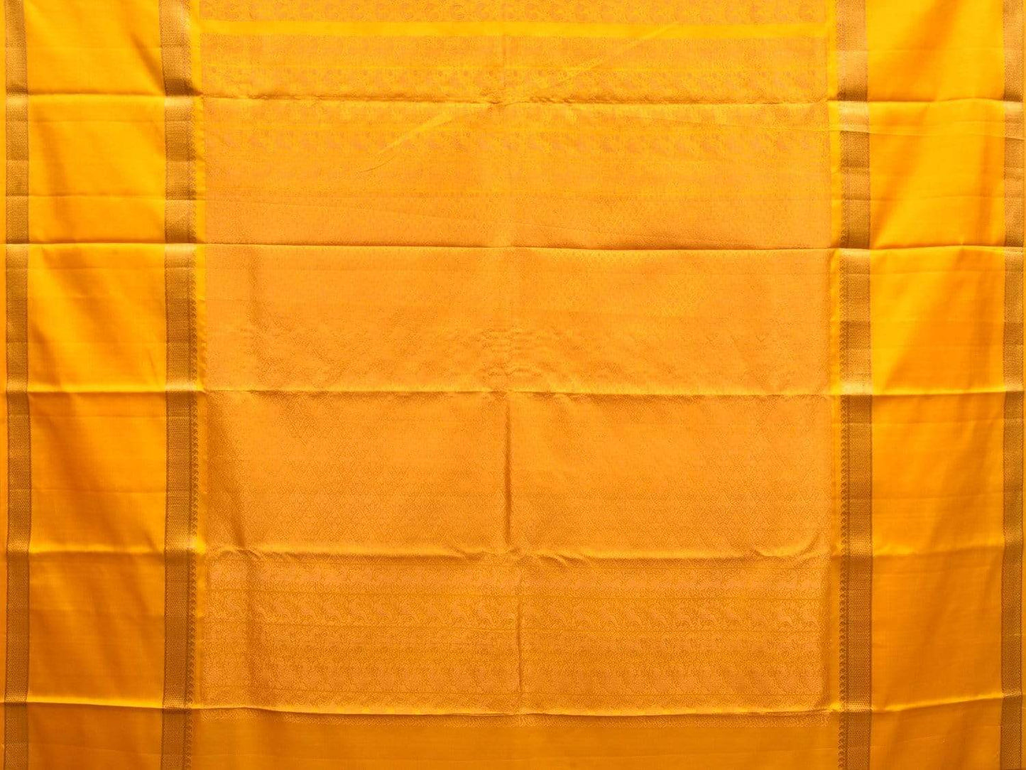 Yellow Kanchipuram Silk Handloom Saree with Middle Brocade Design k0507