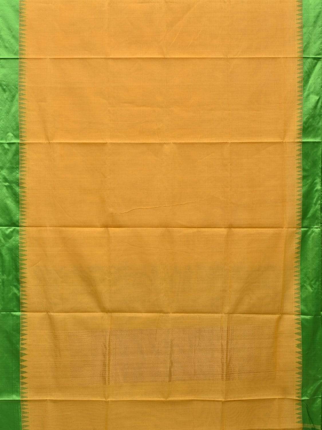 Yellow Khadi Cotton Handloom Plain Saree with Temple Border Design kh0526