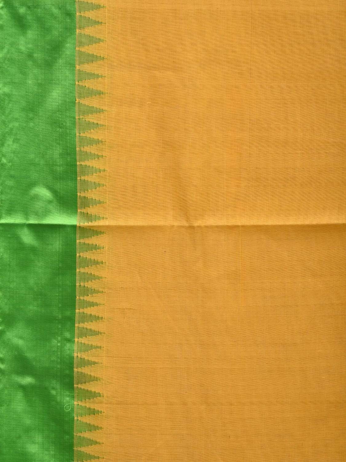 Yellow Khadi Cotton Handloom Plain Saree with Temple Border Design kh0526