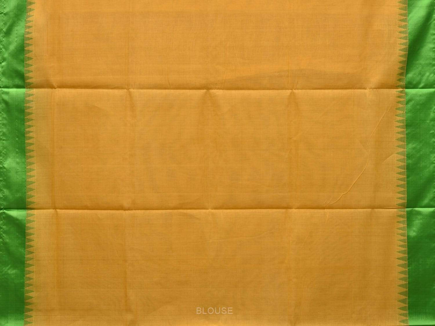 Yellow Khadi Cotton Handloom Plain Saree with Temple Border Design kh0526