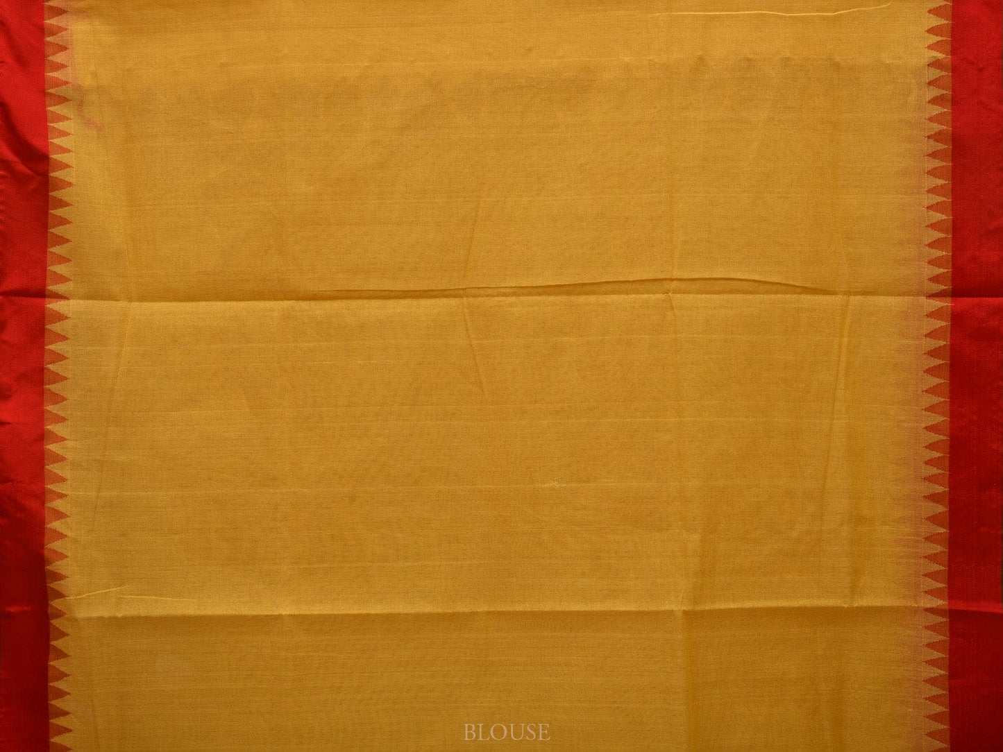 Yellow Khadi Cotton Handloom Plain Saree with Temple Border Design kh0573