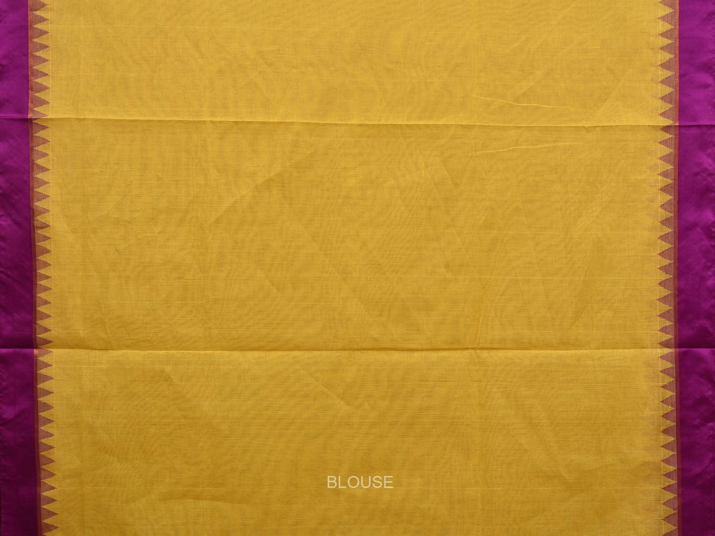 Yellow Khadi Cotton Handloom Plain Saree with Temple Border Design kh0597