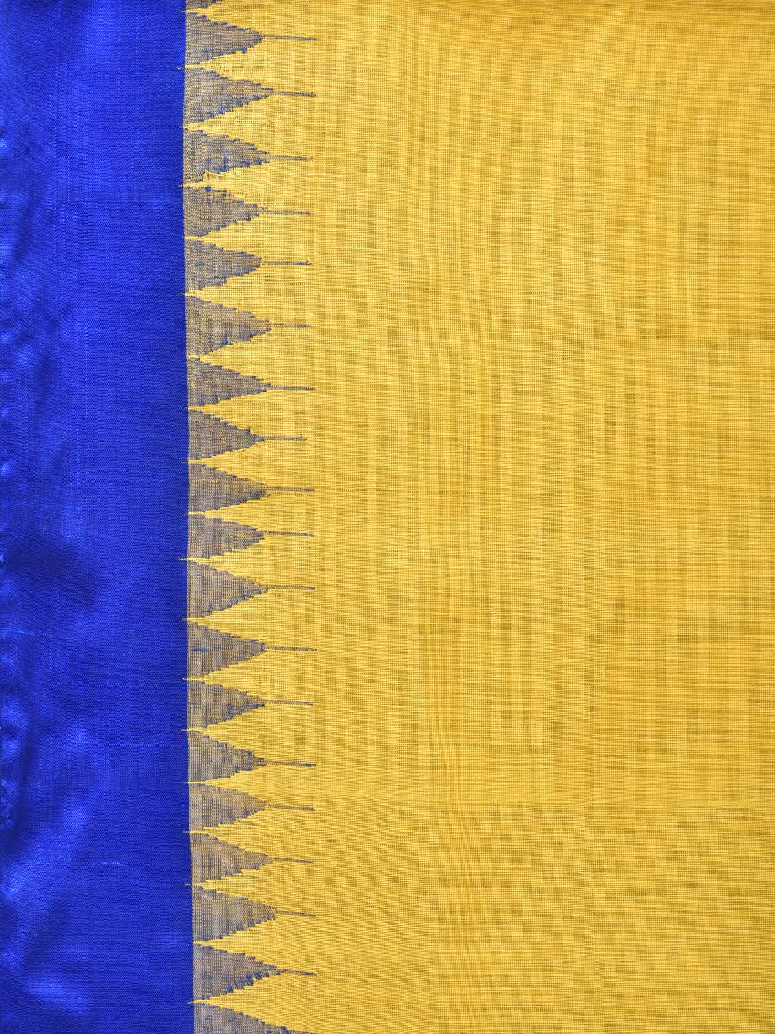 Yellow Khadi Cotton Handloom Plain Saree with Temple Border Design kh0610