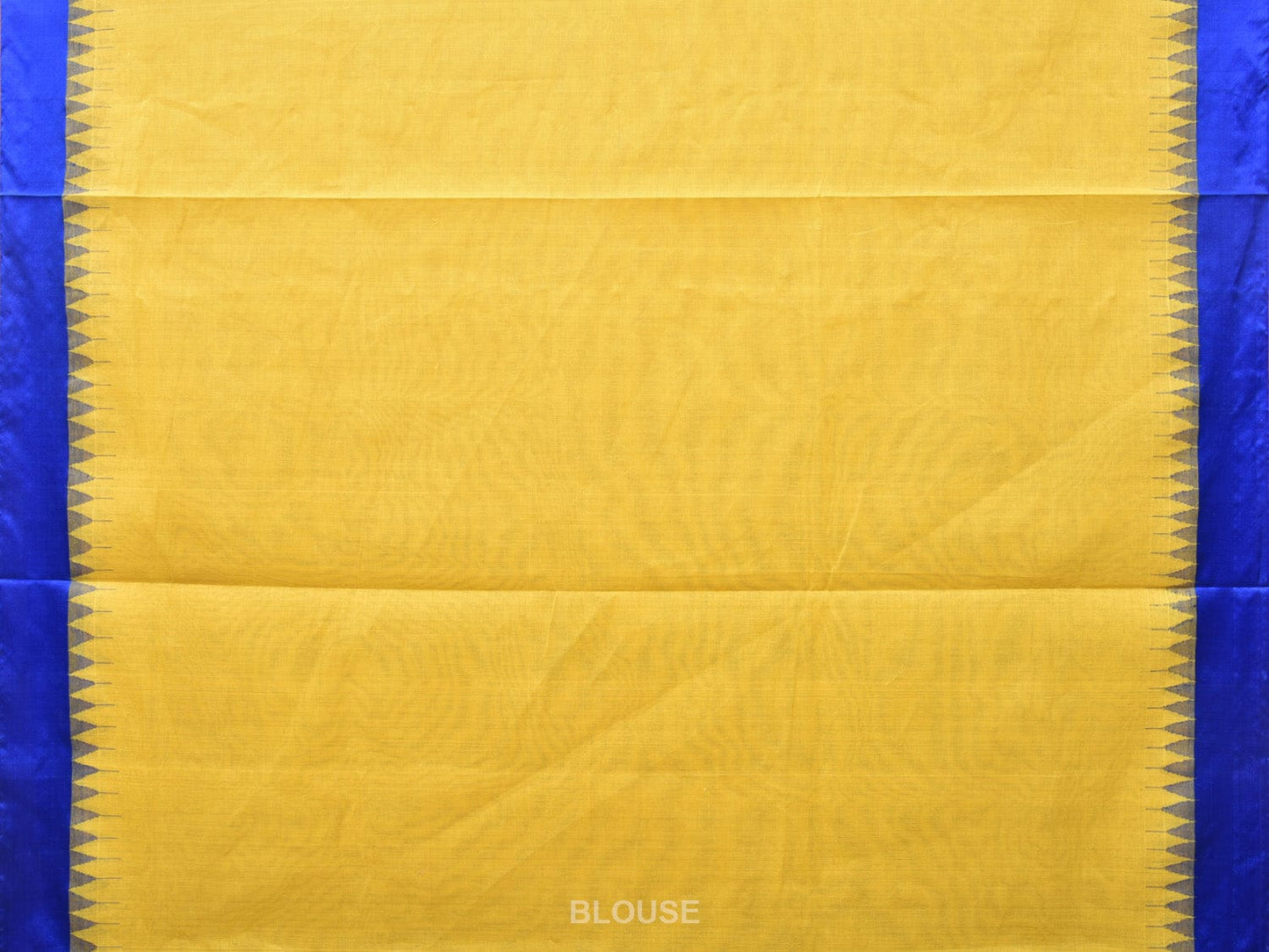 Yellow Khadi Cotton Handloom Plain Saree with Temple Border Design kh0610