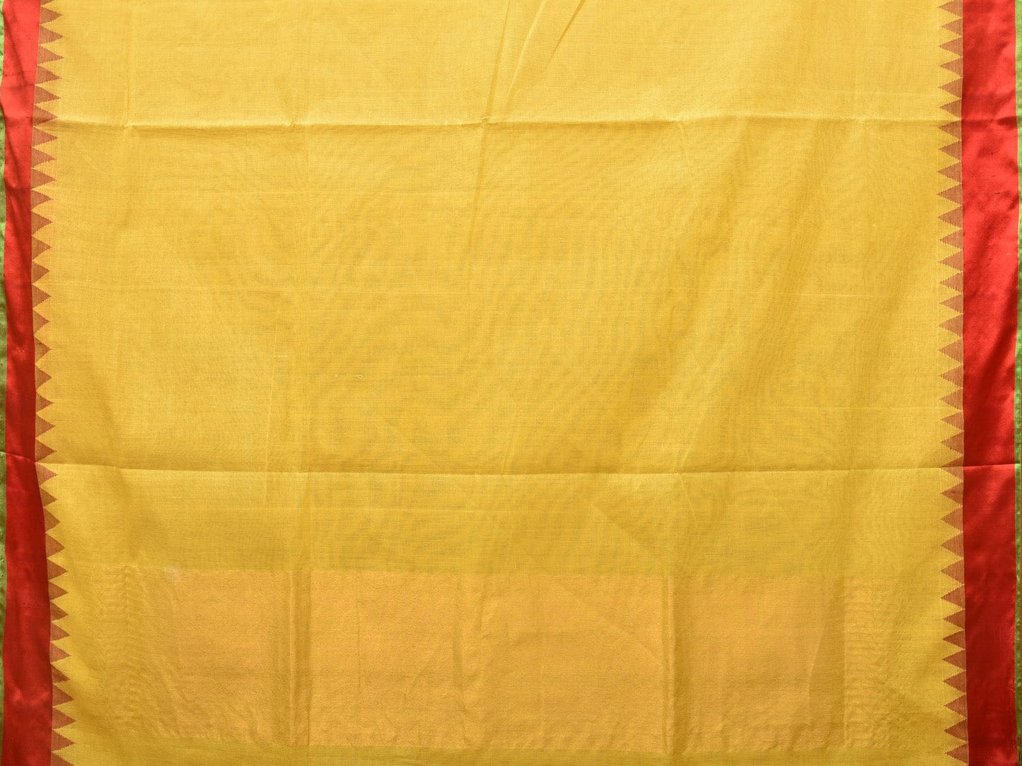 Yellow Khadi Cotton Handloom Plain Saree with Temple Border Design kh0644