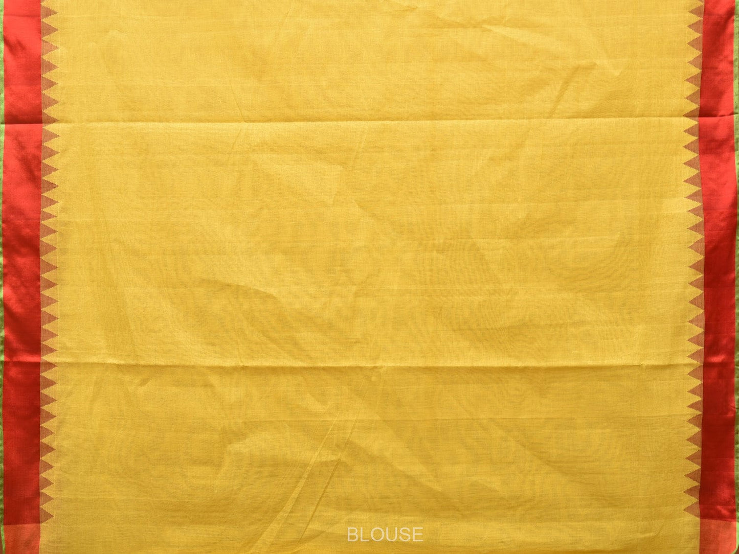 Yellow Khadi Cotton Handloom Plain Saree with Temple Border Design kh0644
