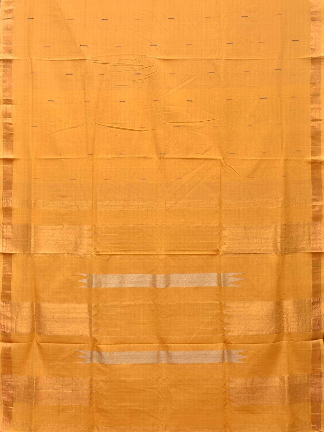 Yellow Khadi Cotton Handloom Saree with Buta and Strip Pallu Design kh0652
