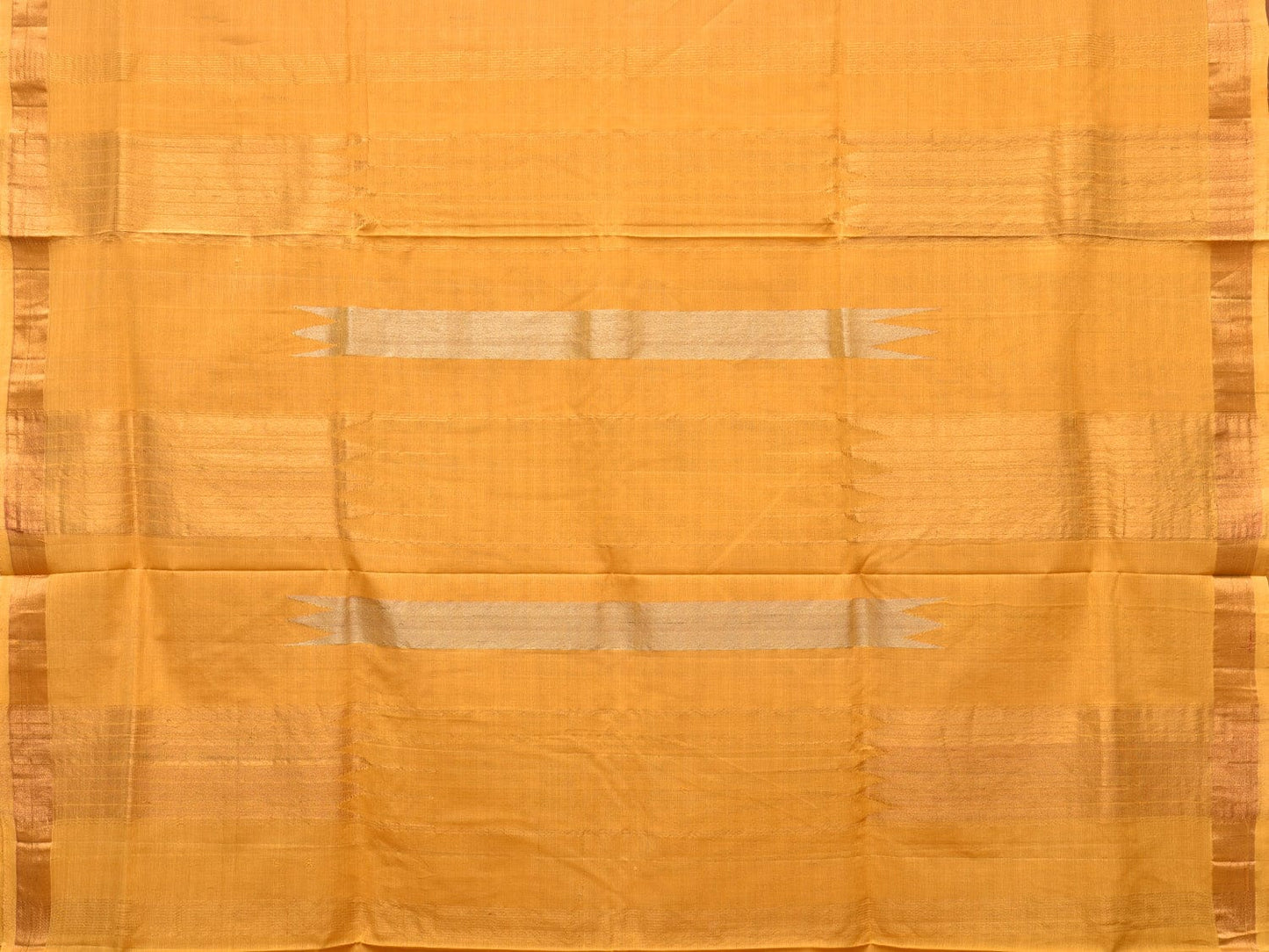 Yellow Khadi Cotton Handloom Saree with Buta and Strip Pallu Design kh0652