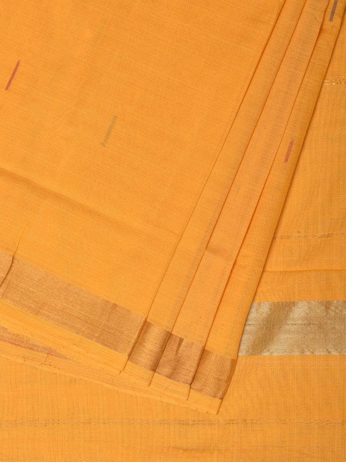 Yellow Khadi Cotton Handloom Saree with Buta and Strip Pallu Design kh0652
