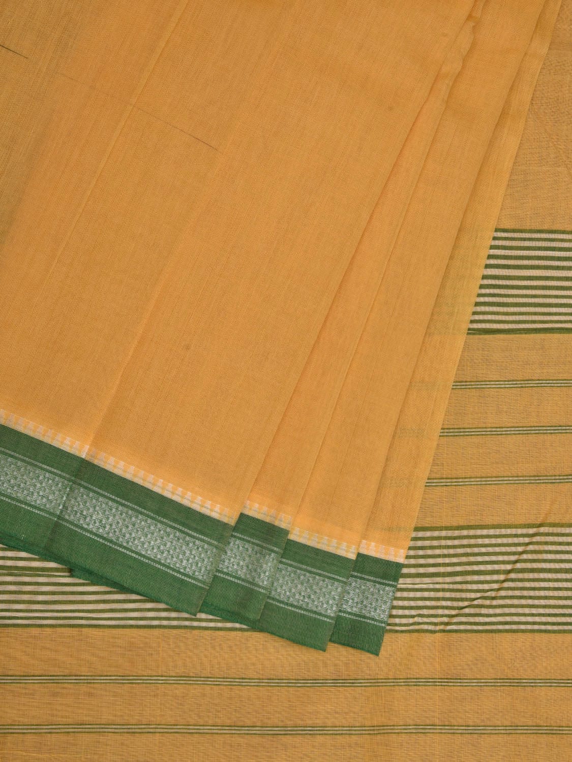 Yellow Narayanpet Cotton Handloom Plain Saree with Small Border Design No Blouse np0613