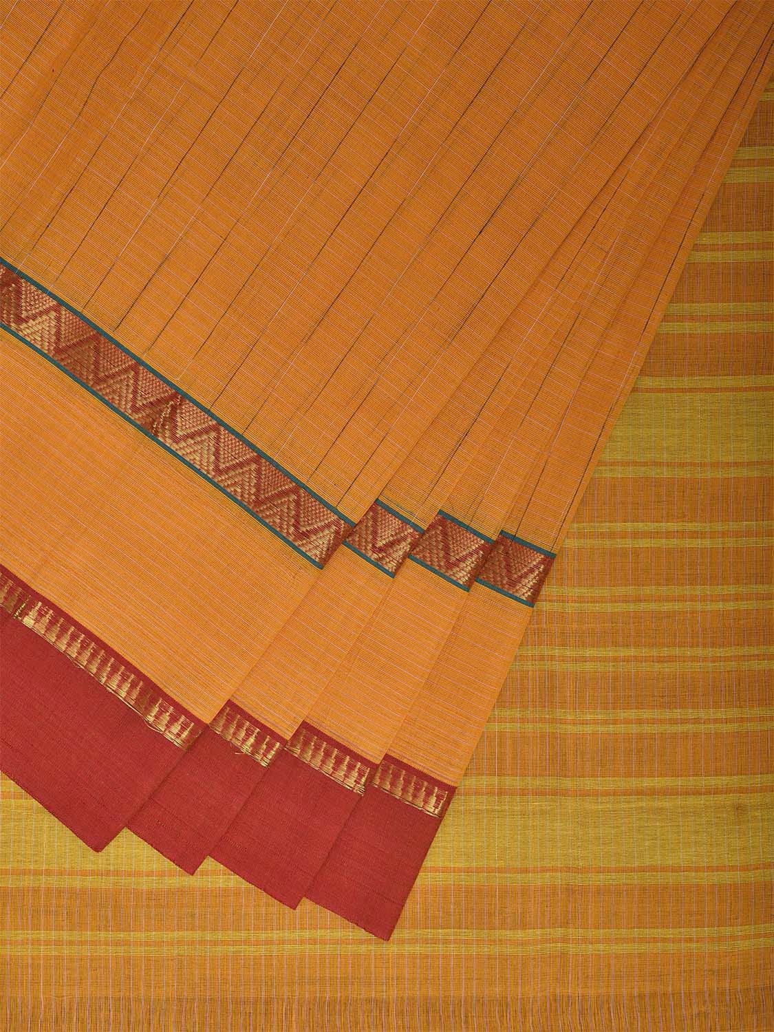 Yellow Narayanpet Cotton Handloom Saree with Checks and Big Border Design No Blouse np1107