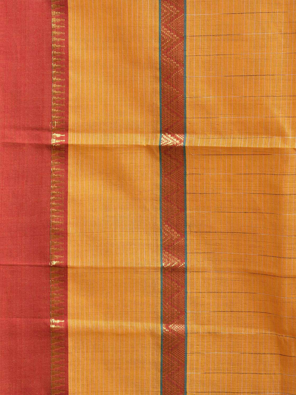 Yellow Narayanpet Cotton Handloom Saree with Checks and Big Border Design No Blouse np1107
