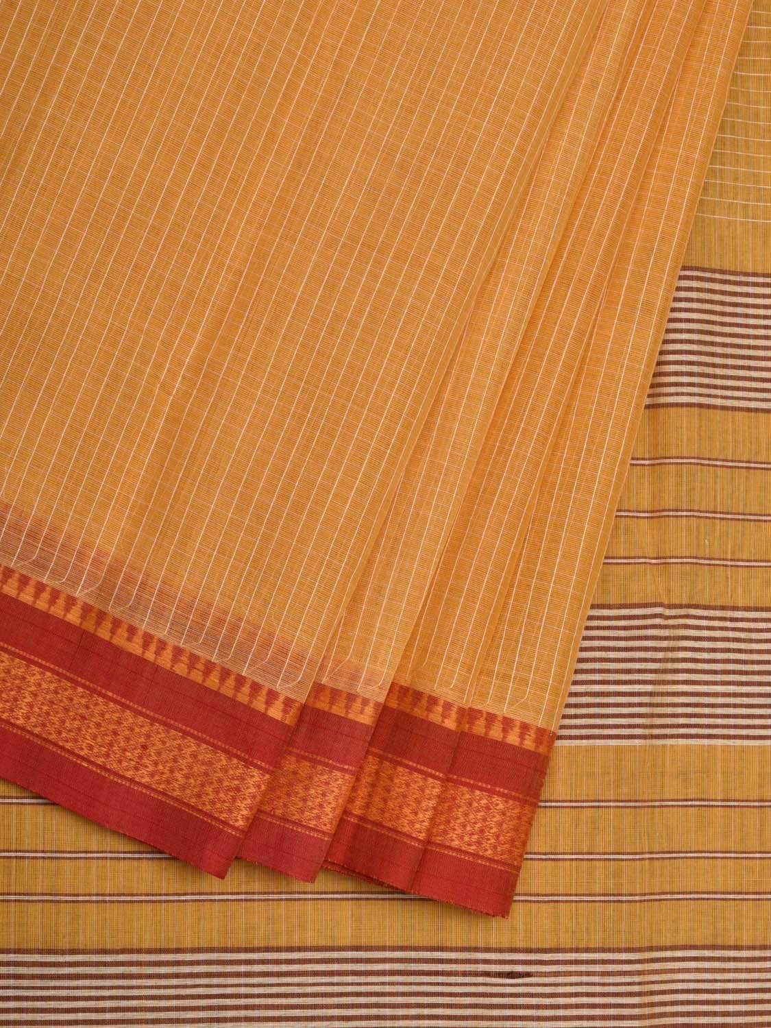Yellow Narayanpet Cotton Handloom Saree with Checks Design No Blouse np0508
