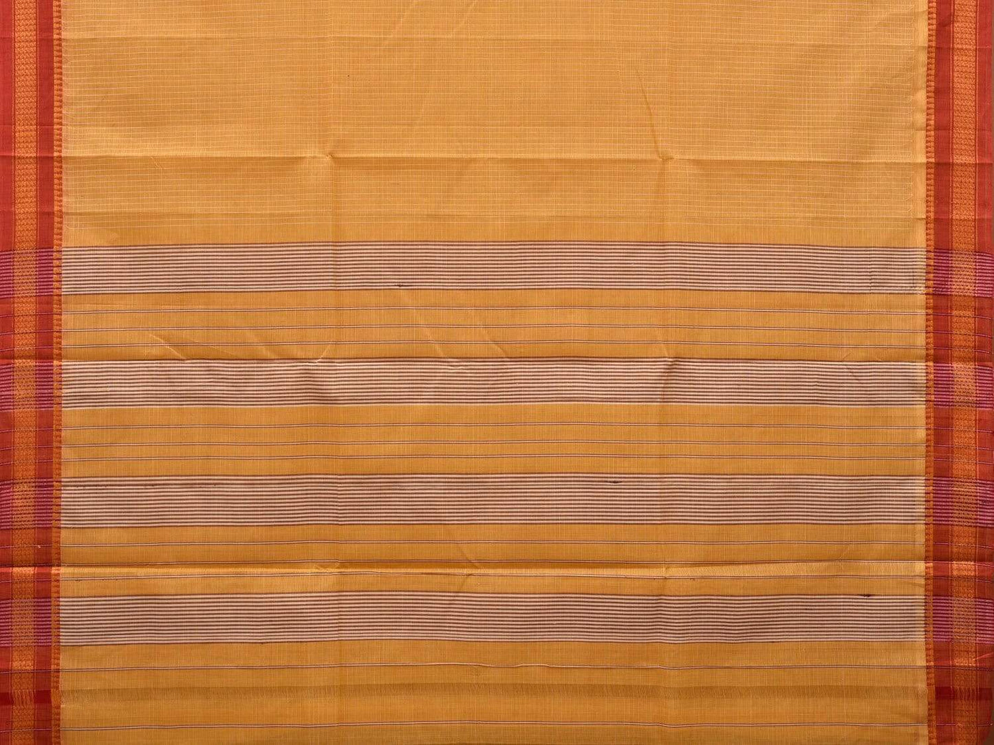 Yellow Narayanpet Cotton Handloom Saree with Checks Design No Blouse np0508