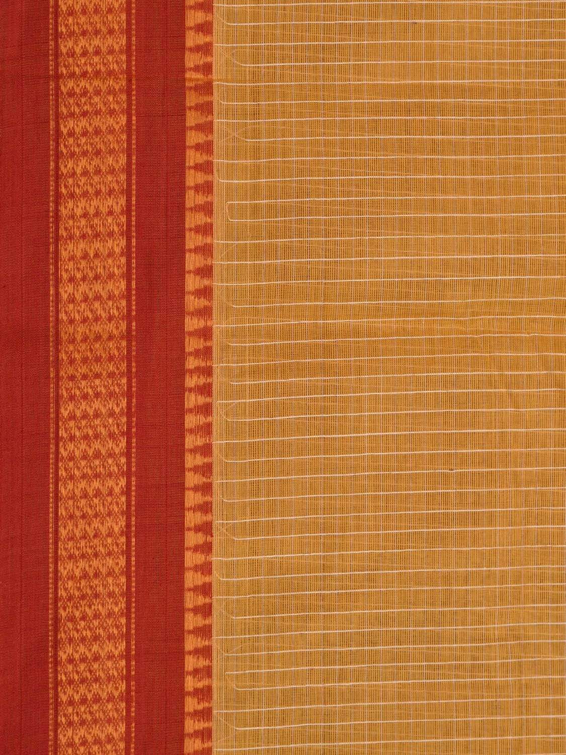 Yellow Narayanpet Cotton Handloom Saree with Checks Design No Blouse np0508