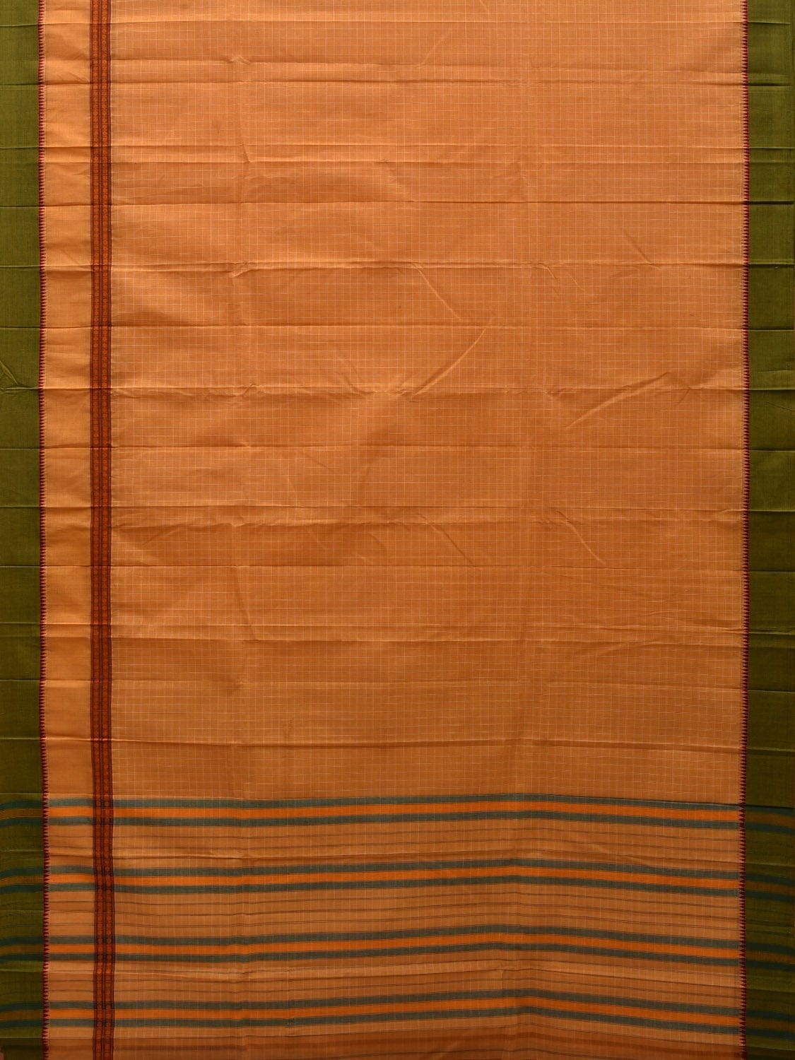 Yellow Narayanpet Cotton Handloom Saree with Checks Design No Blouse np0535