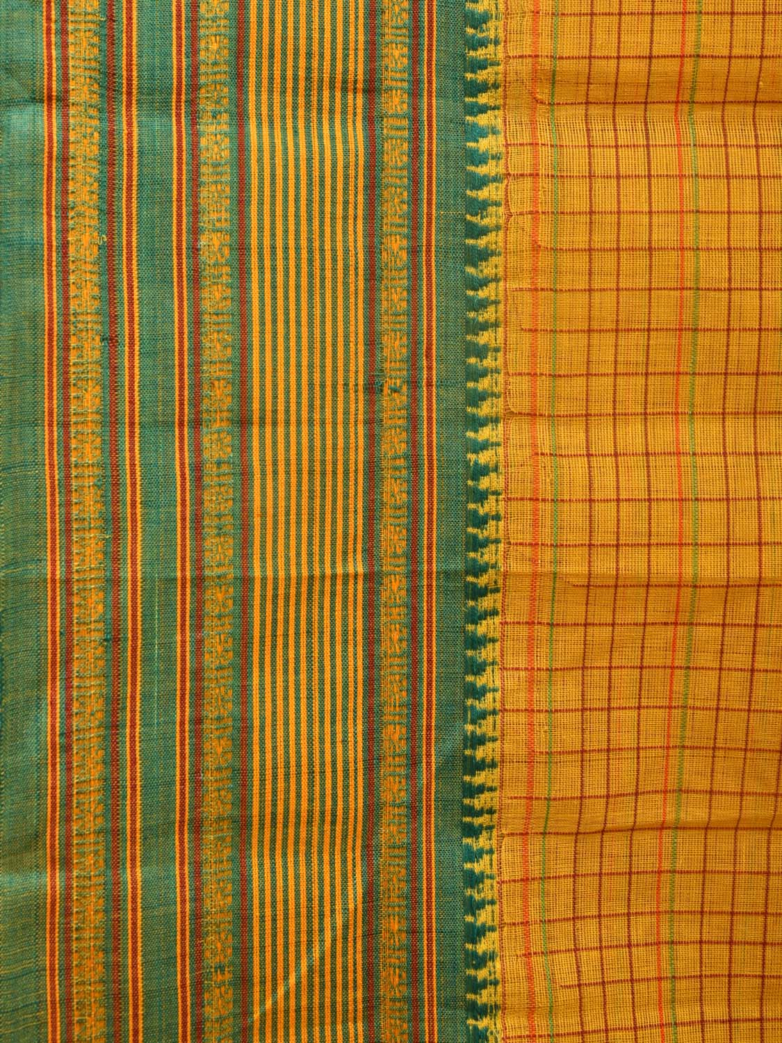 Yellow Narayanpet Cotton Handloom Saree with Checks Design No Blouse np0795