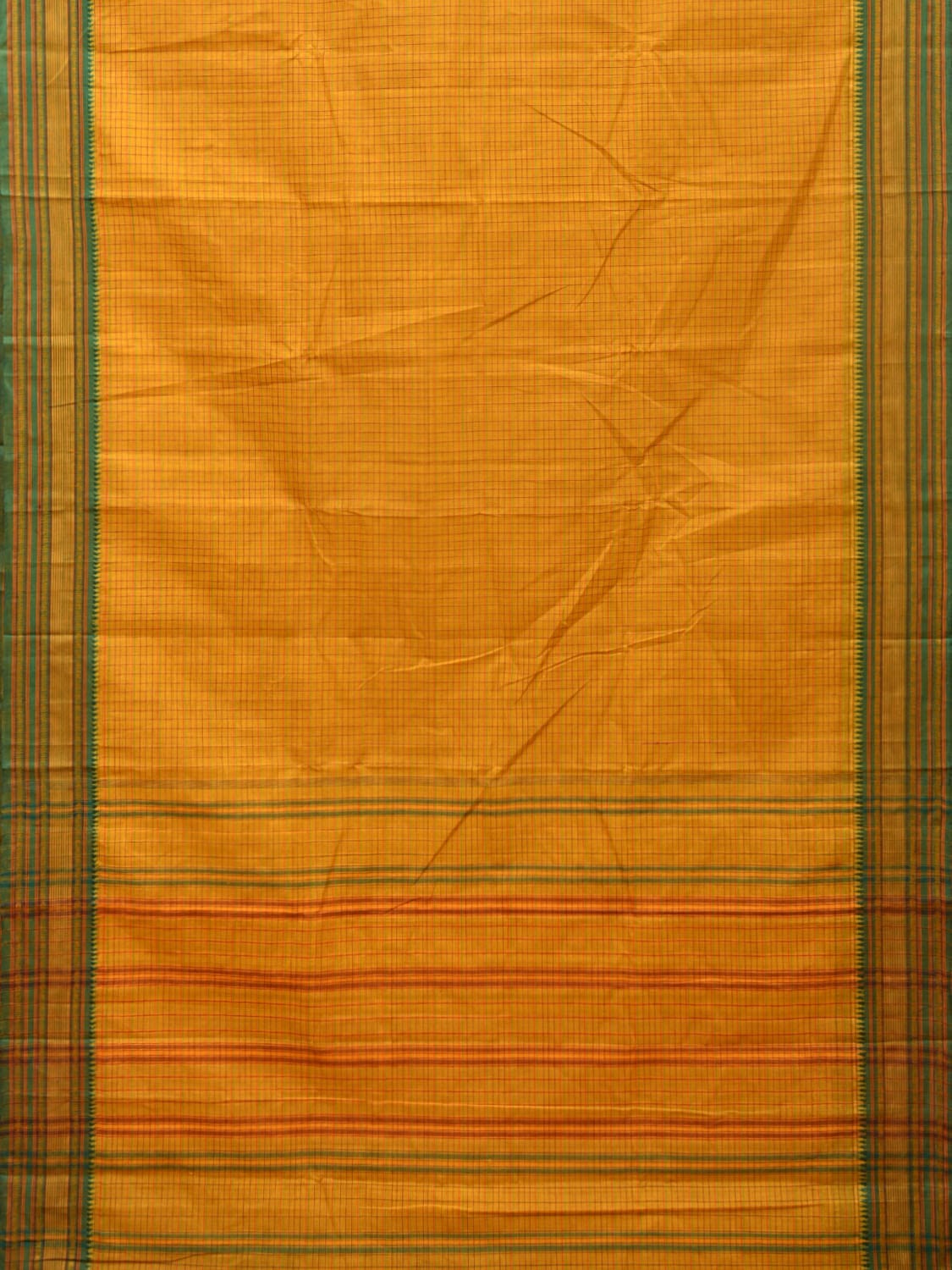 Yellow Narayanpet Cotton Handloom Saree with Checks Design No Blouse np0795