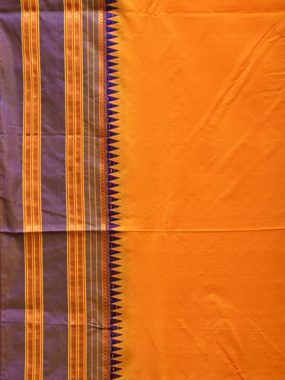 Yellow Narayanpet Silk Handloom Plain Saree with Traditional Design No Blouse np0596
