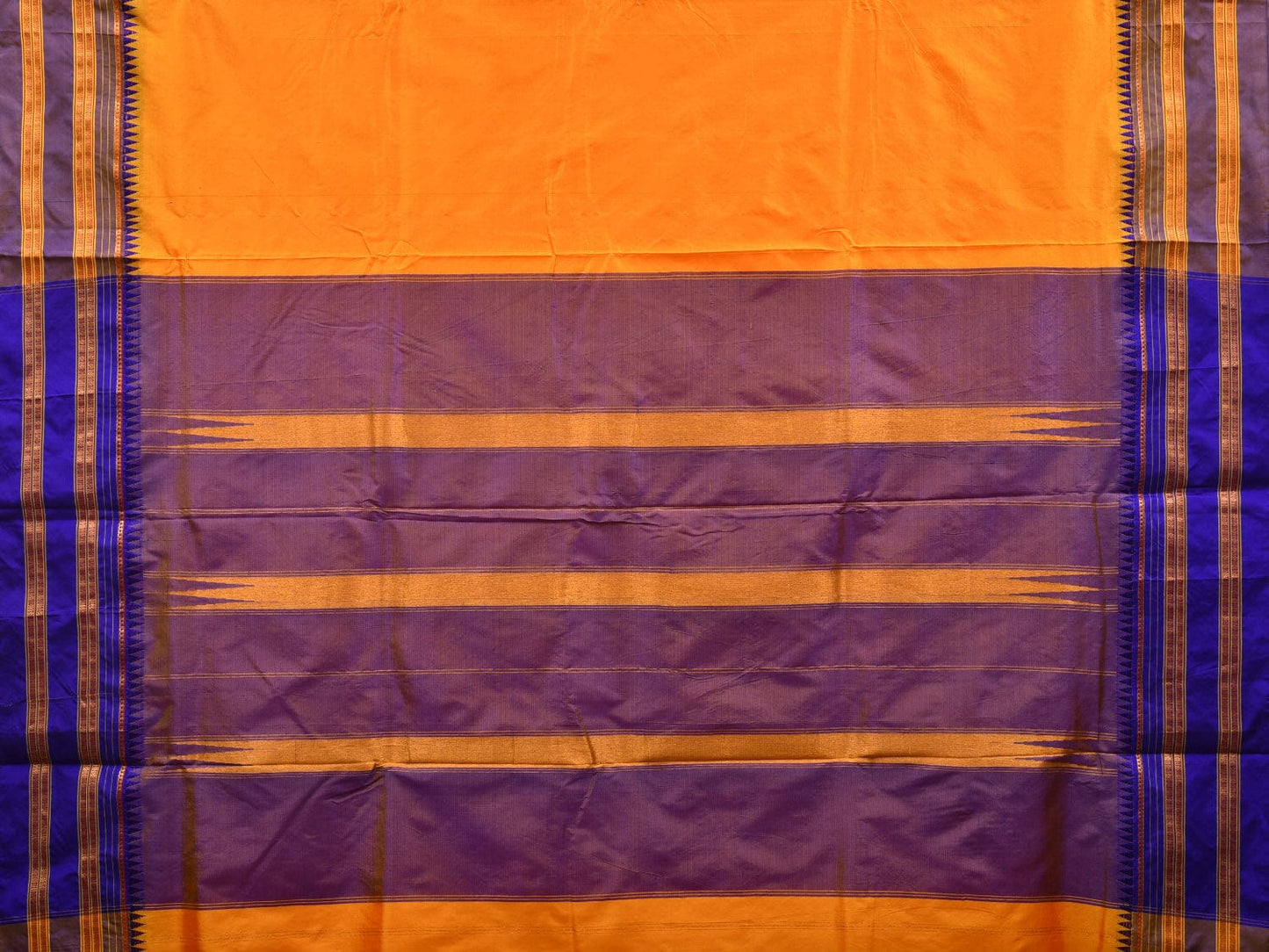 Yellow Narayanpet Silk Handloom Plain Saree with Traditional Design No Blouse np0596