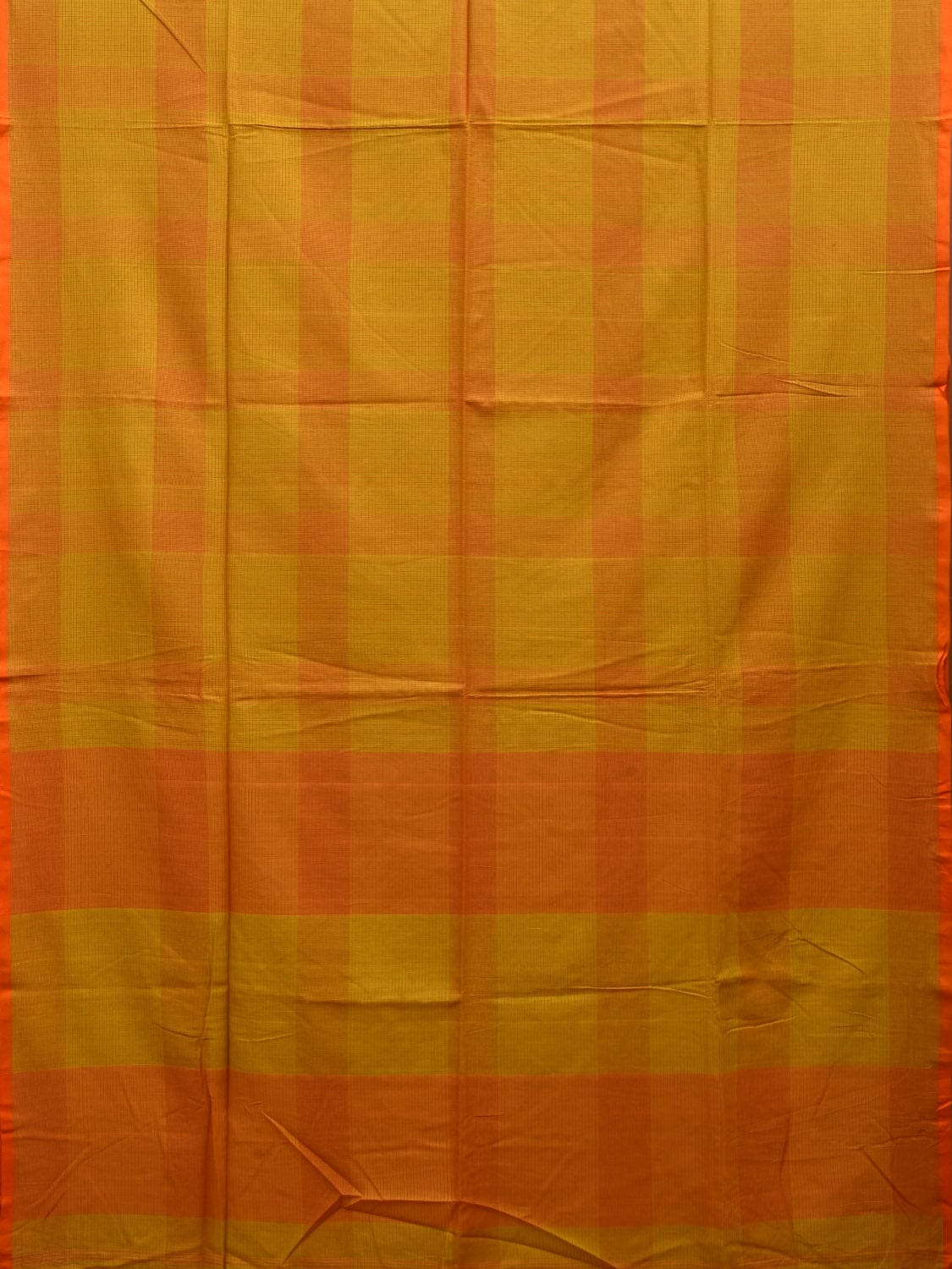Yellow Organic Cotton Handloom Saree with Checks Design o0305
