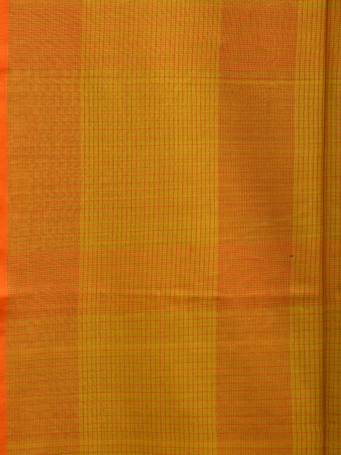 Yellow Organic Cotton Handloom Saree with Checks Design o0305