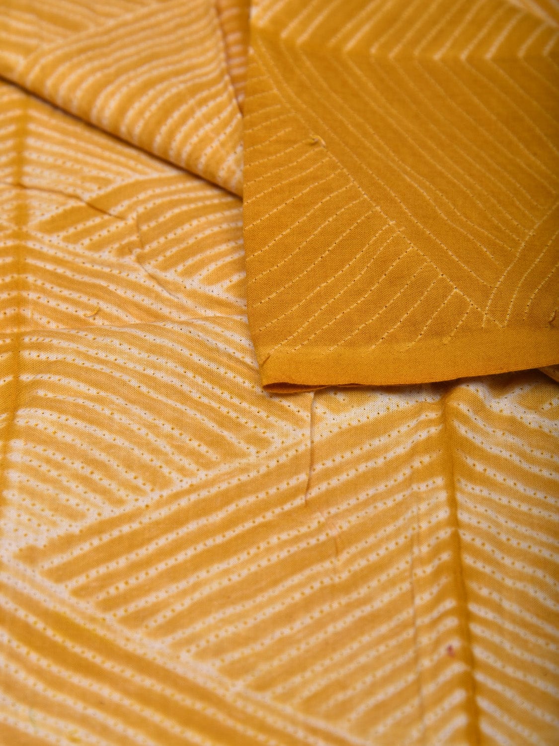 Yellow Shibori Cotton Handloom Kurta Fabric with Hills Design 2.5mts f0215