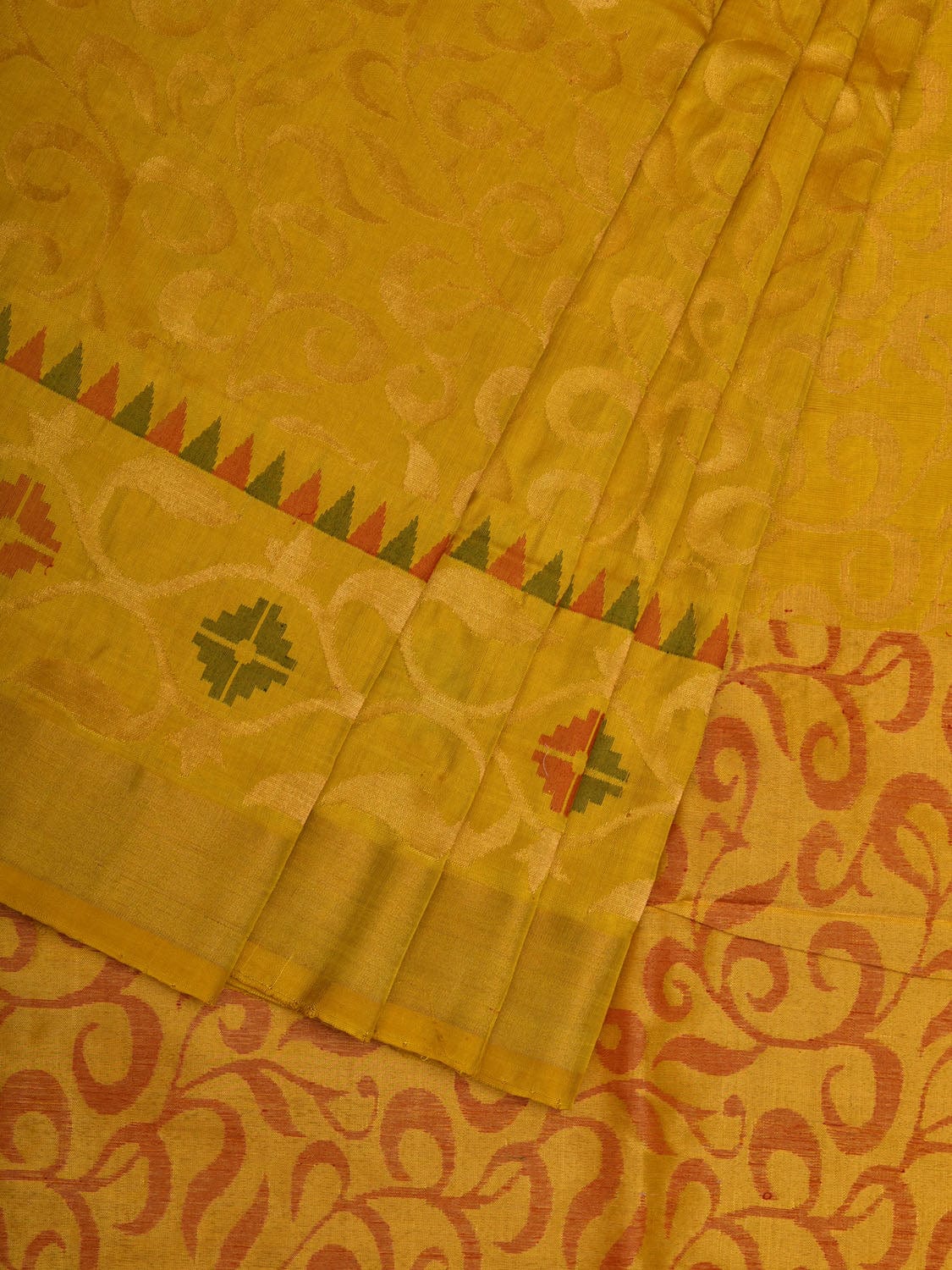 Yellow Uppada Silk Handloom Saree with All Over and Border Design u1909
