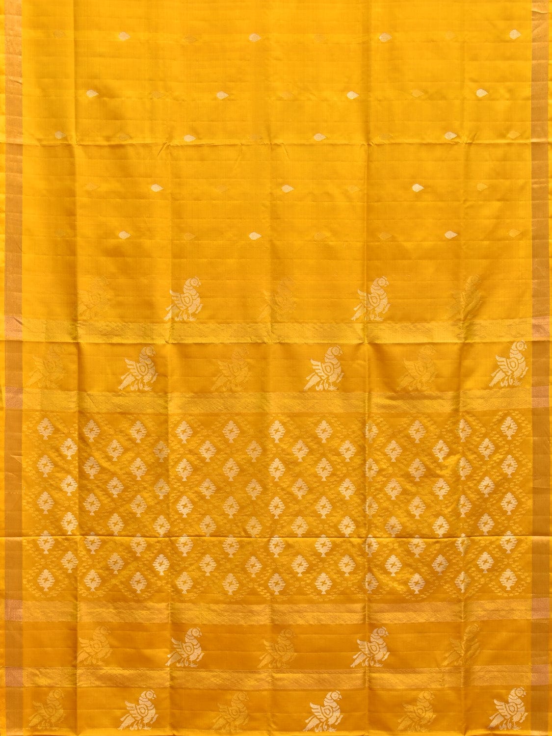 Yellow Uppada Silk Handloom Saree with Birds and Jamdani Pallu Design u1702