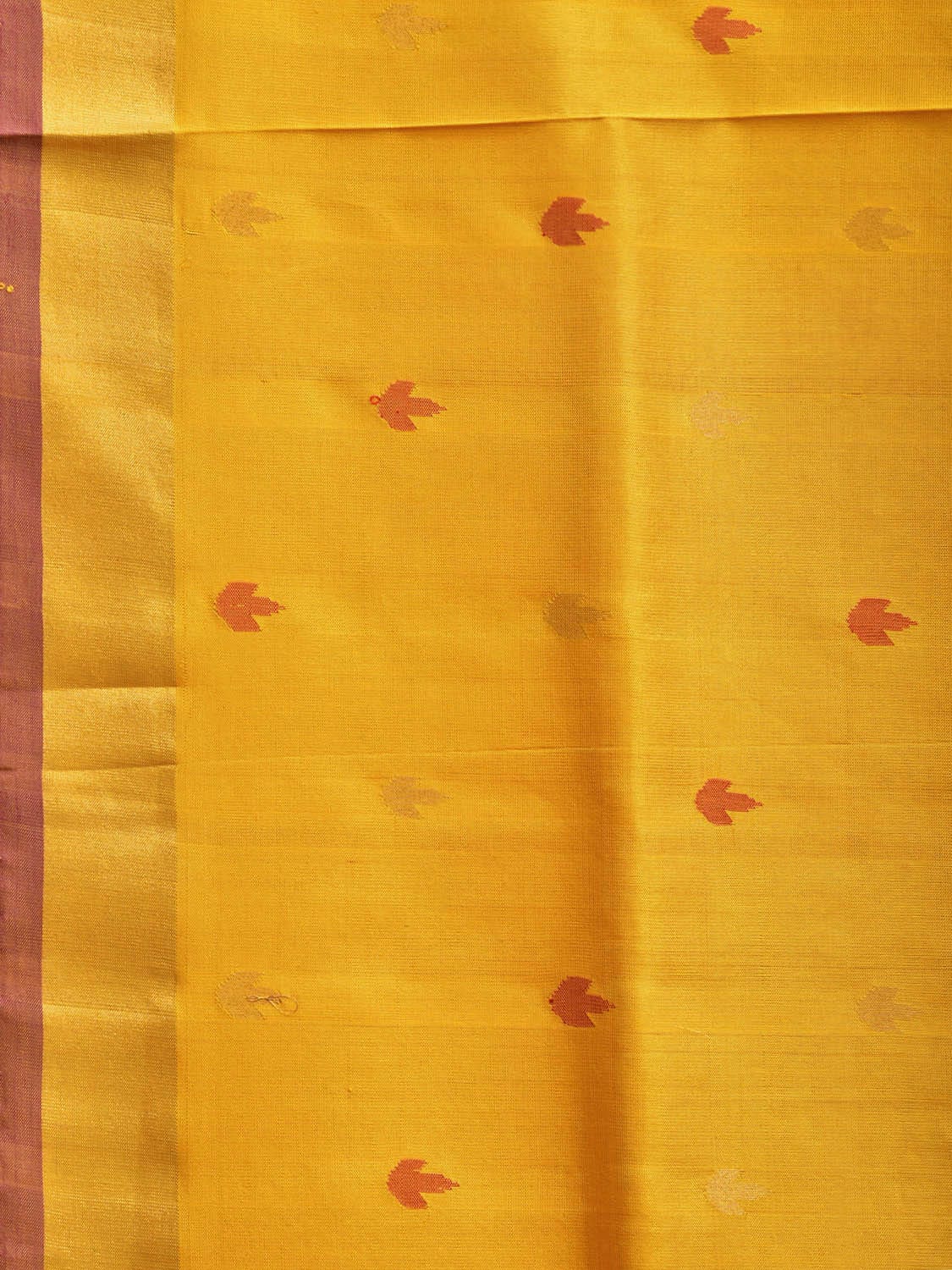 Yellow Uppada Silk Handloom Saree with Buta and Peacocks Pallu Design u2315