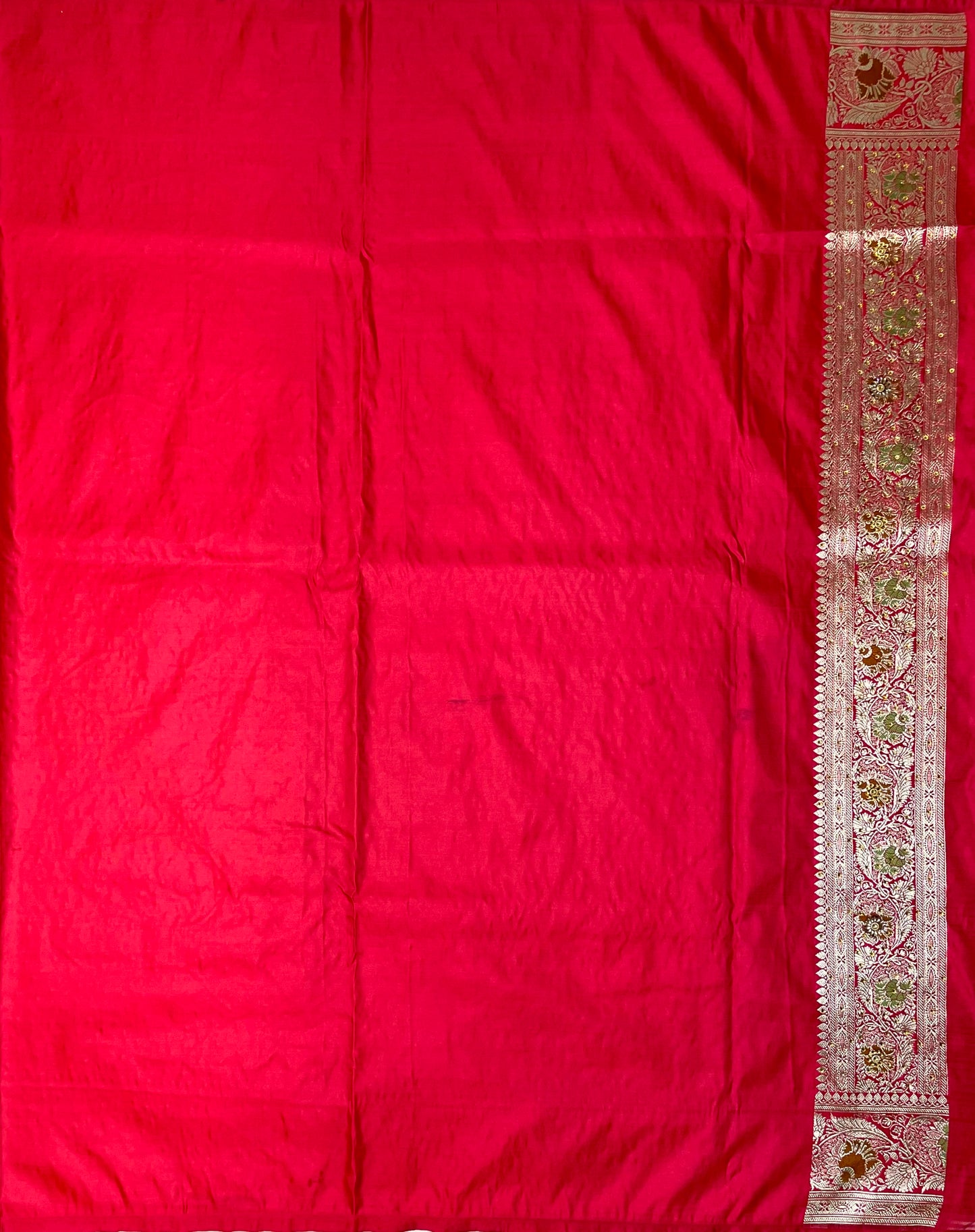 Pink Katan Banarasi Saree with Silver Zari Floral Weaving And Grand Pallu B0641ds