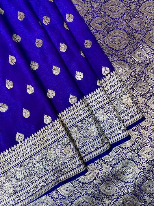 Viloet Katan Banarasi Saree with Silver Zari Floral Weaving And Grand Pallu B0518ds
