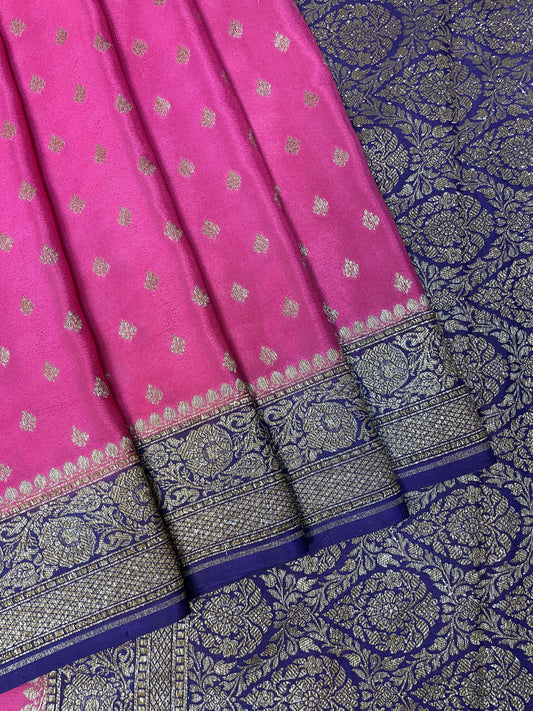 Pink And Dark Magenta Pallu  Banarasi Silk Saree with Zari Weaving B0505ds